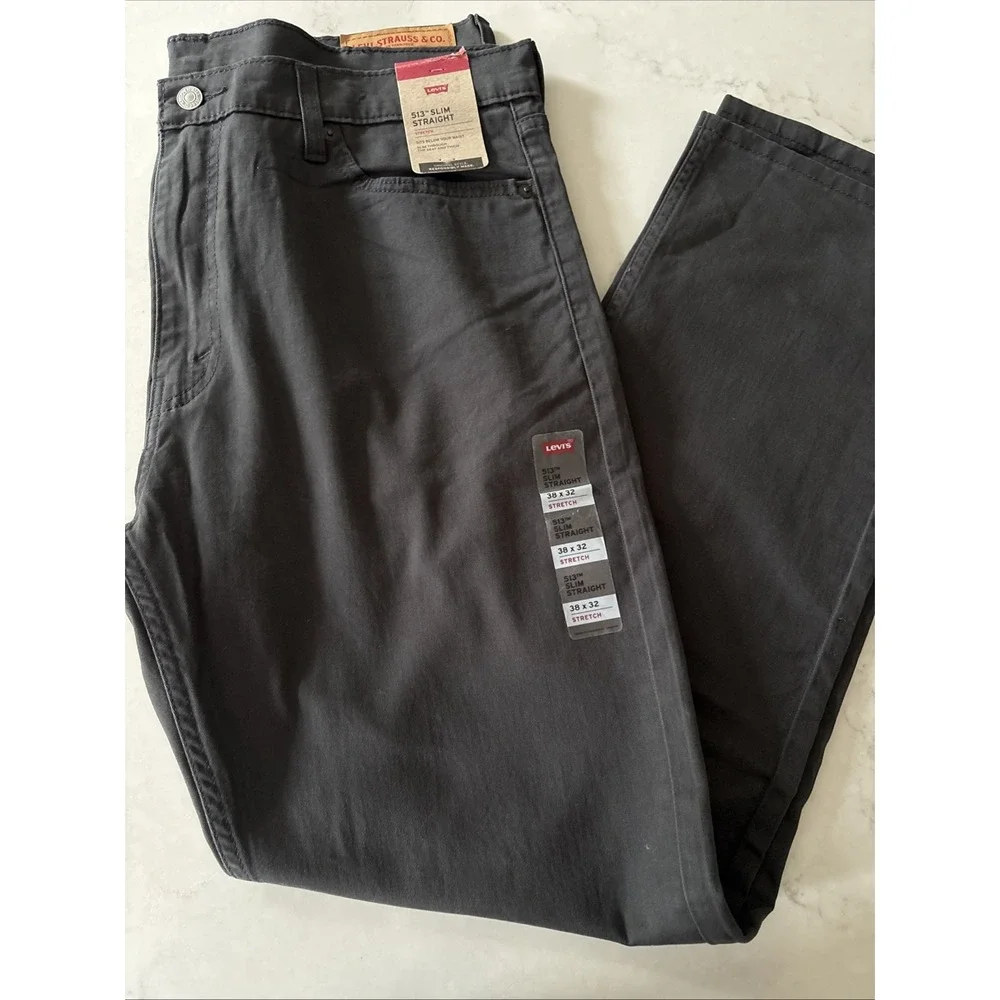 Levi's 513 Slim Straight Stretch Dark Gray Jeans Men's Size 38x32